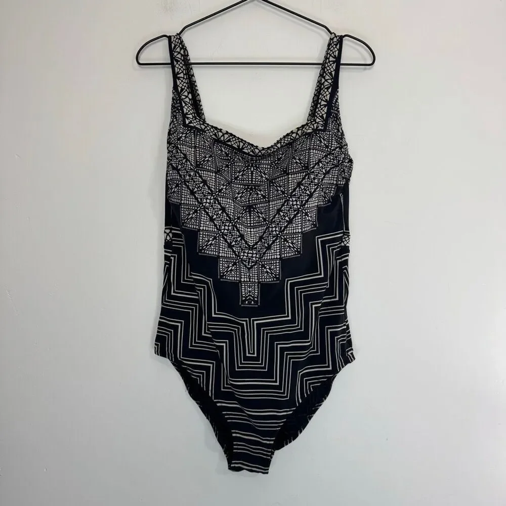 Gottex Printed Square Neck One Piece Bathing Suit 16